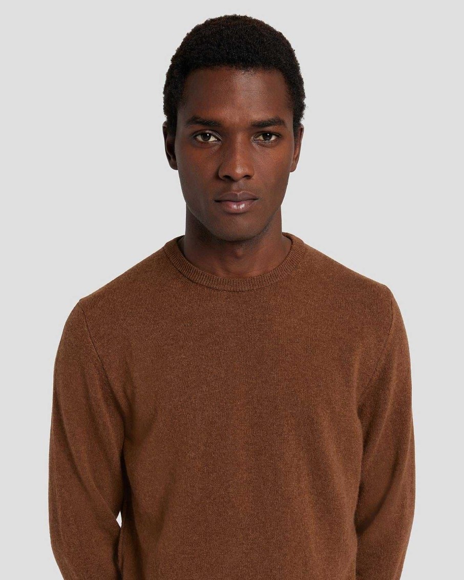 Uomo 7 For All Mankind Maglioni | Maglia Girocollo In Cashmere Abbronzatura Elegante