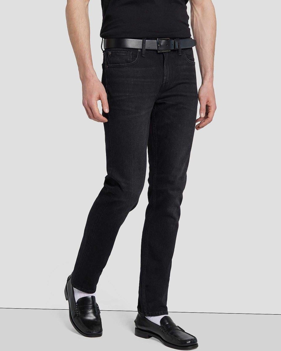 Uomo 7 For All Mankind | Cintura Classica In Pelle Dentro Nero