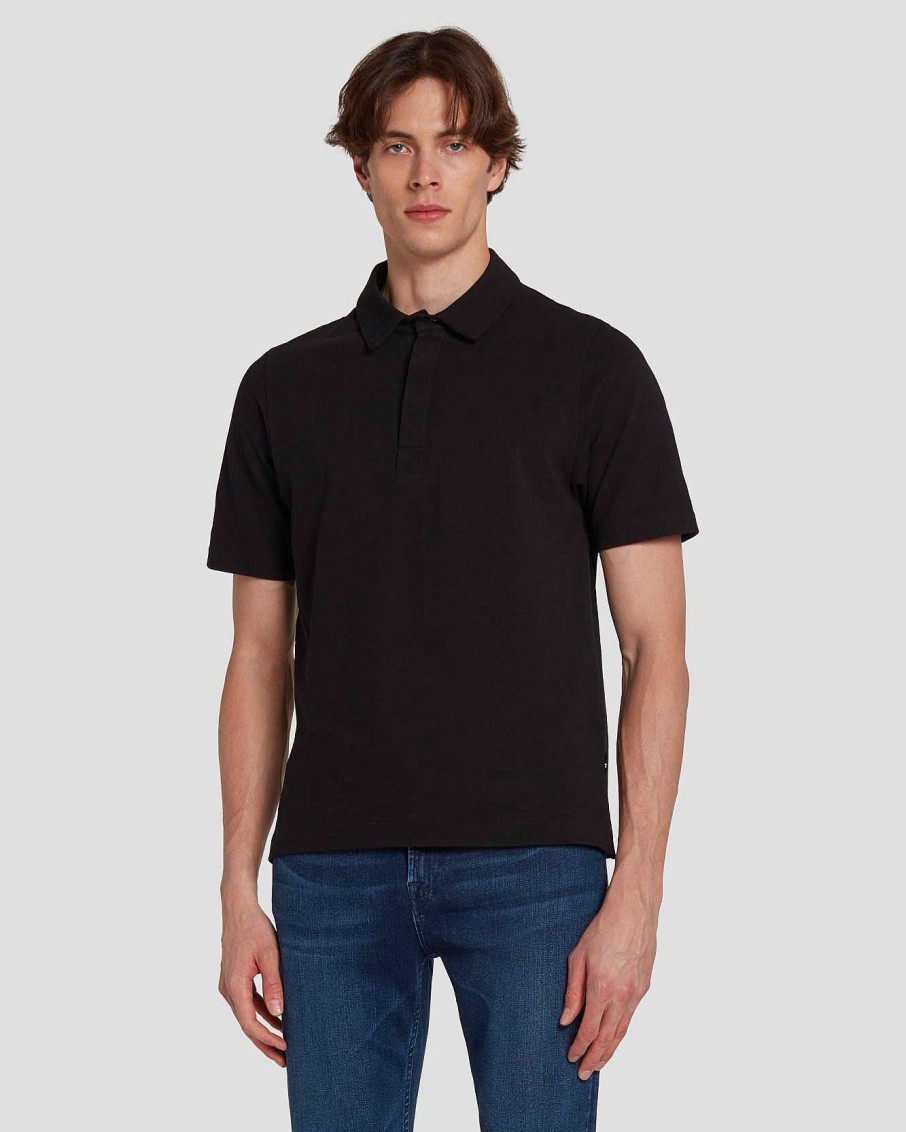 Uomo 7 For All Mankind Camicie | Polo In Maglia Pique Nero